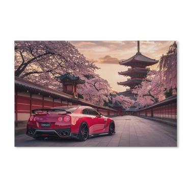 Imagem de HouLaiZhe R35 Carro Esportivo Jdm Flor de Cerejeira Posters Tela Estética Sala Decoração de Parede Impressões Galeria Sala Decoração de Parede para Quarto Sala de Estar Escritório 11 x 17 polegadas