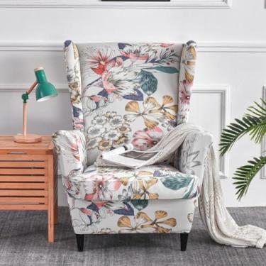 Imagem de Capas de poltrona Wingback estampadas, cadeiras de destaque, capas de cadeira, protetor de móveis, tecido elástico com elástico antiderrapante para sala de estar - Tipo 02||Tamanho regular