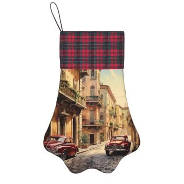 Imagem de Impressão de rua italiana meias de Natal animais de estimação decoração de natal cães gatos árvore decoração doce presente conveniente