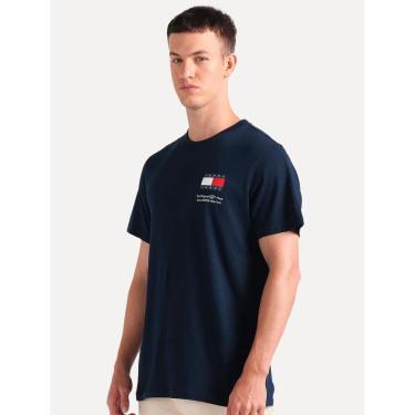 Imagem de Camiseta Tommy Jeans Masculina Regular Essential Flag Text Azul Marinho-Masculino