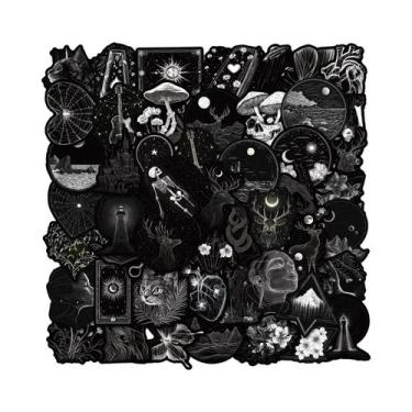 Imagem de Adesivos De Caveira Gótica Preto E Branco 50PCS Vinil Impermeável Para