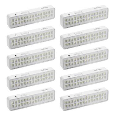 Imagem de 10 Luminária Emergência 30 Leds Recarregável Portátil 6500k - ELGIN