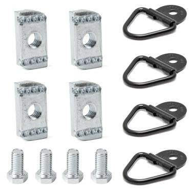 Imagem de Camotokiit Conjunto de 4 parafusos de trilho de caminhão, porcas e anéis D de carga, kit de montagem para Nissan Frontier Titan W/Utili Track Bed Rail System