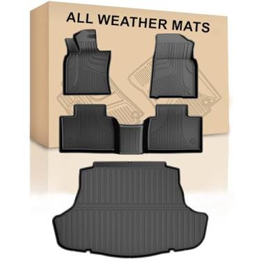 Imagem de Tapetes e forro de carga originais Camry FWD Camry 2018-2024 para Toyota Camry (não compatível com híbrido) - Ajuste personalizado 1ª e 2ª fileiras TPE antiderrapante forros e tapete de porta-malas