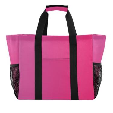 Imagem de ODAWA Bolsa de praia leve e lavável para mulheres, bolsa dobrável reutilizável para mulheres, gradiente vermelho