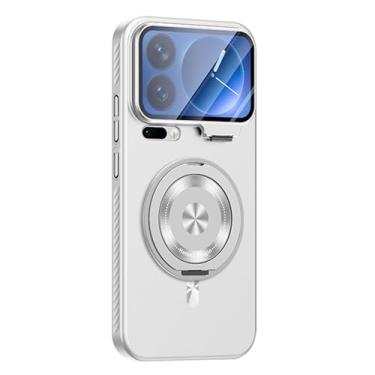 Imagem de FWYANZH Capa com suporte para Xiaomi 17 Pro Max/17 Pro, anel magnético destacável com proteção total da lente à prova de choque, capa de policarbonato, prata, 17 Pro