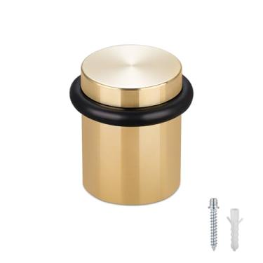 Imagem de TOPTAKE - Batente de porta de piso, batente de porta de aço sólido moderno e resistente - parafuso de âncora de montagem no chão - protetor de parede para porta comercial (dourado, 3,8 cm)