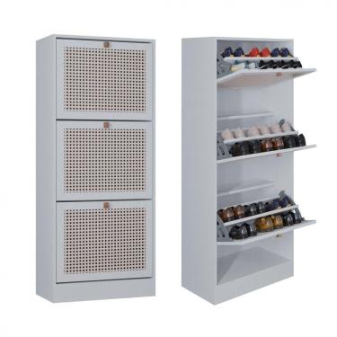 Imagem de Kit 2 Sapateiras Tropical 3 Portas Multiuso Vertical Poquema Branco