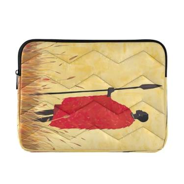 Imagem de Joitme Bolsa feminina Village Farmer Green para laptop de 13 a 13,3 polegadas para homens, bolsas de trabalho médias, guerreiro Maasai vermelho amarelo-1, M