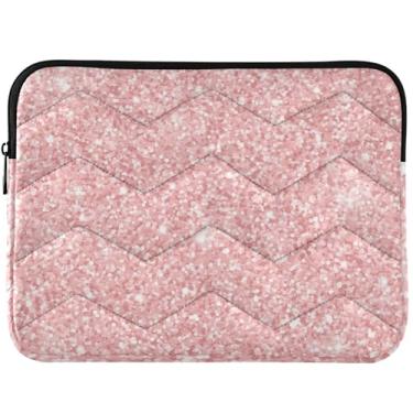 Imagem de Capa para notebook com glitter rosa dourado para notebook para MacBook Pro de 13 polegadas, acessórios de computador universais de 13 a 14 polegadas