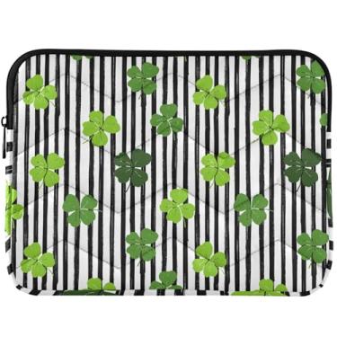 Imagem de Capa protetora para laptop listrada Shamrock fofa capa protetora para notebook floral universal 13 14 capa para laptop
