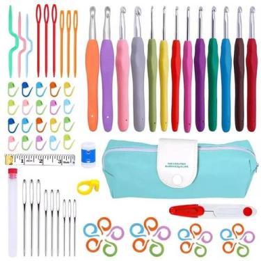 Imagem de Conjunto De 76 Agulhas De Crochê Com Cabo Ergonômico, Agulhas De Tricô
