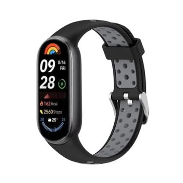 Imagem de MGTCAR Pulseira de silicone para Xiaomi Smart Band 9 Smartwatch Correa Acessórios para Mi Band 8 8 NFC 9 pulseira de substituição (preto e cinza)