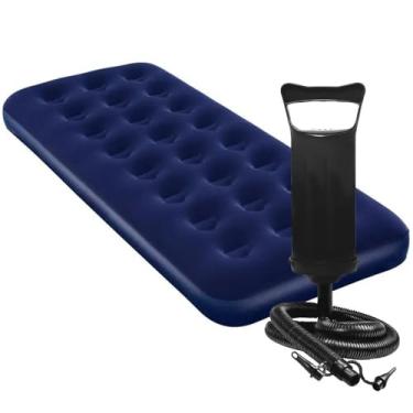 Imagem de Kit Colchao Inflavel Casal ou Solteiro de Ar Suporta 200kg + Bomba de Ar (KIT 1COLCHÃO SOLTEIRO+BOMBA AR)