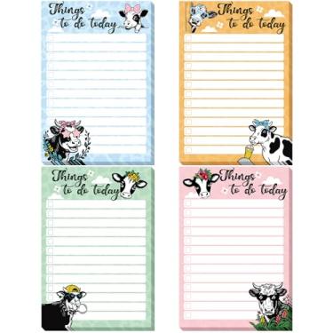 Imagem de Geyee 4 blocos de notas adesivas de vaca 10 cm x 15 cm bloco de notas engraçadas de animais pegajosos para fazer, presentes para amantes de vaca leiteira, celeiro, escritório, escola, decoração, 200