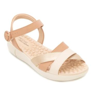 Imagem de Modare, SANDÁLIA FEMININA ORTOPÉDICA MODARE 7142.124 ESPORÃO SOLA 3,5 CM ALTURA Cor:Nude/Dourado;Tamanho:40