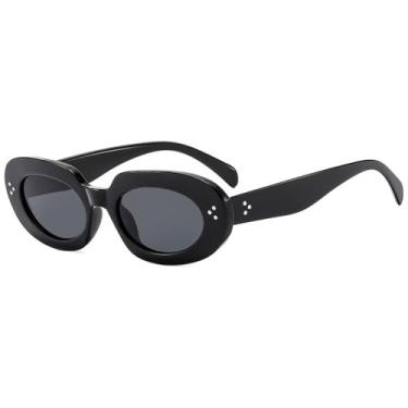 Imagem de Óculos de Sol Ovais com Rebites Punk Unissex com Proteção UV400 para Esportes ao Ar Livre, Corrida e Ciclismo, Preto e Cinza