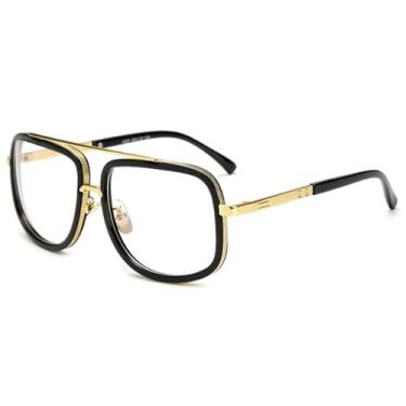 Imagem de Óculos de Sol de Armação Grande Masculino Feminino Metal Punk UV400 para Esportes ao Ar Livre, Corrida e Ciclismo, Preto e Transparente