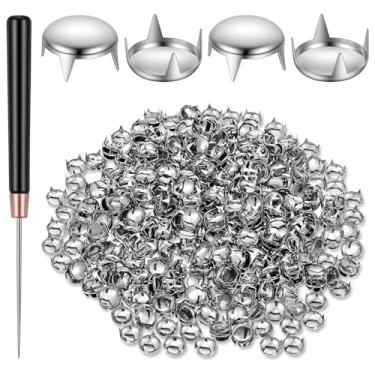 Imagem de 500 peças de tachas redondas de 10 mm para roupas, tachas prateadas com furador para roupas punk rock, coleiras para animais de estimação, bolsas de cinto