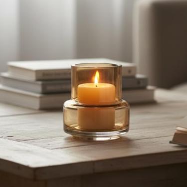 Imagem de Vaso de vidro pequeno marrom claro em camadas, difusor de palheta vazio DIY, vaso de flores, peça central, suporte de vela, frasco para óleos essenciais, 250 ml, aromaterapia, decoração de casa