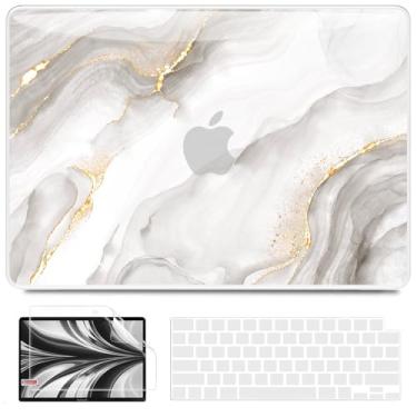 Imagem de B BELK Capa compatível com MacBook Air de 13 polegadas 2025 2024 2023 2022 M4 M3 M2 A3240 A3113 A2681, capa rígida de plástico para laptop + capa de teclado + protetor de tela para MacBook Air de 13,6