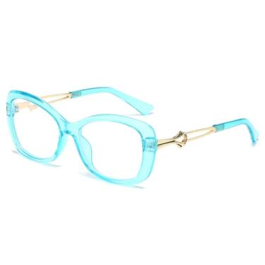 Imagem de Óculos retrô com estampa de leopardo e armação recortada, unissex (azul)