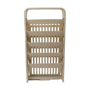 Imagem de KIMISS Estante de Livros de Grande Capacidade de 5 Camadas Com Caixa de Papelaria - Estante de Armazenamento Compacta para Sala de Aula e Organização Doméstica (Creme Branco)