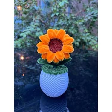 Imagem de Arranjo Decorativo de Girassol de Pelúcia para Mesa | Flor Artificial Artesanal Perfumada | Decoração para Casa e Escritório(Arranjo Girassol)