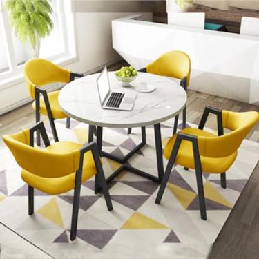 Imagem de Conjunto de mesa e cadeira de clube de recepção de escritório, mesa de negociação, mesa de centro com cadeira, pequenas mesas de conferência, conjunto de mesa de jantar para 4 (cor: 19, tamanho: 31,4