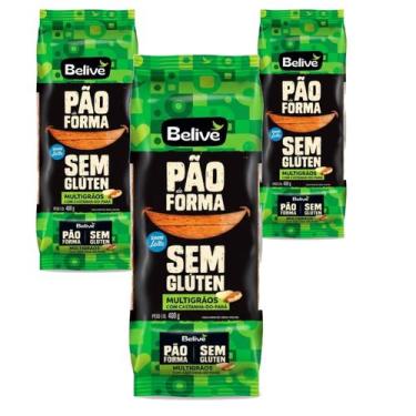 Imagem de Kit c/ 3und Pão de Forma BELIVE Multigrãos Sem Glúten 400g