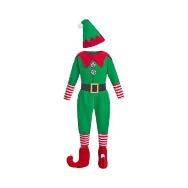 Imagem de Conjunto De Fantasia De Natal Para Família Verde E Vermelho, Traje De 