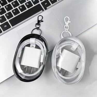Imagem de Pacote com 2 organizadores de armazenamento de cabos transparentes – Bolsa de armazenamento de PVC para carregadores, fones de ouvido, cabos, boneca de caixa cega e pequenos itens essenciais