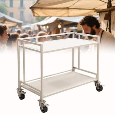 Imagem de Carrinho de venda automática móvel 88 cm - Carrinho dobrável de vendedor urbano com rodas, ideal para mercados de pulgas, mercados noturnos, supermercados - prateleira de armazenamento de 100 x 60 cm