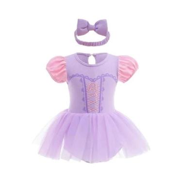 Imagem de Macacão Infantil De Princesa Para Meninas Com Faixas Para a Cabeça, Ro