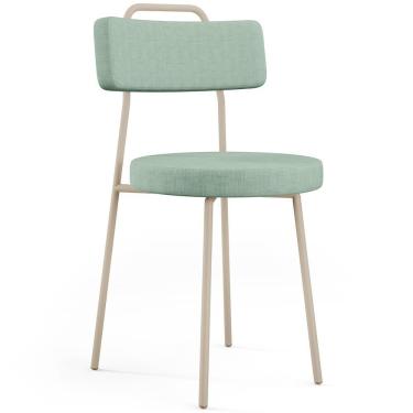 Imagem de Cadeira Decorativa Estofada Para Sala De Jantar Barcelona Arena L02 Linho Verde Menta - Lyam Decor