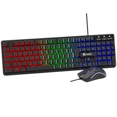 Imagem de Kit Combo Teclado E Mouse Gamer Evolut Vital Eg-57, Usb, Layout Abnt2, Rgb - Preto
