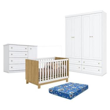 Imagem de Quarto de Bebê Americano 4 Portas com Berço Americano Mini Cama Q Enca