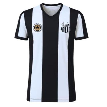 Imagem de Camiseta Infantil Santos Listrada Oficial - Revedor, Branco, Tam 14