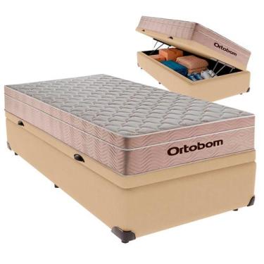 Imagem de Cama Box Baú Solteiro e Colchão Airtech Spring Pocket Molas Ensacadas 