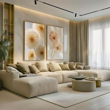 Imagem de Conjunto 2 Quadros Decorativos com Moldura Caixa Dente Leao Luxo  para