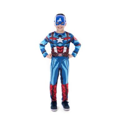 Imagem de Fantasias Capitão America Com Enchimento, Com Mascara - Fantasia Brás,