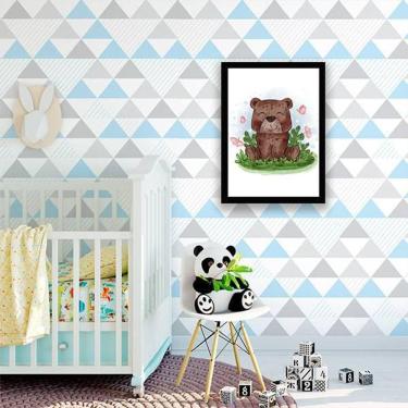 Imagem de Quadro Decorativo Infantil Estilo Aquarela Ursinho 34x23cm