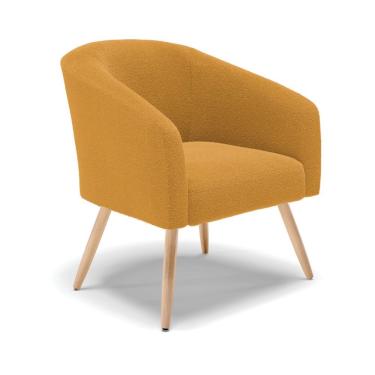 Imagem de Poltrona Decorativa Pé Palito Natural Kit 2 Stella Bouclê Mostarda D03 - D'rossi