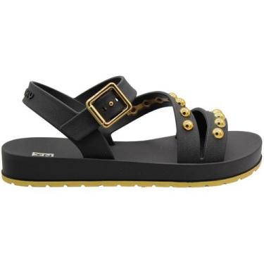 Imagem de Sandália Plataforma Zaxy Boho Apliques Feminina, Preto, 37