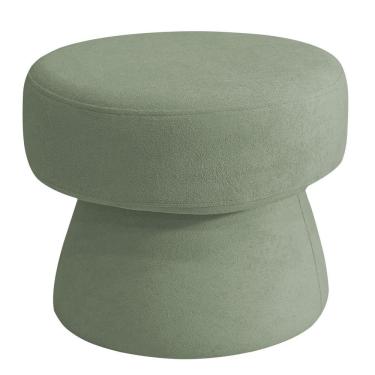 Imagem de Puff Decorativo Redondo Liz Sala De Estar Bouclé Verde Claro - Nexta Casa
