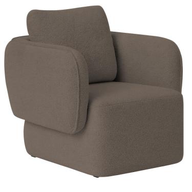 Imagem de Poltrona Decorativa Sala De Estar Duna Bouclé Marrom - Nexta Casa