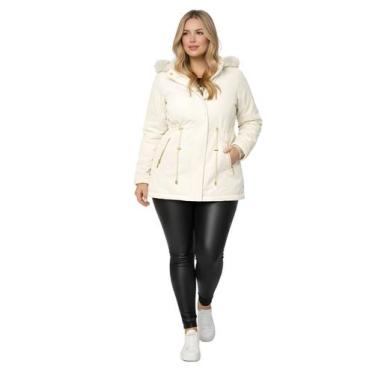 Imagem de Jaqueta ParKa Sarja Peluciada Com Capuz Removivel Plus Size - Ast Stor