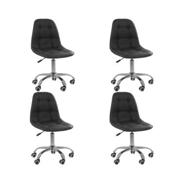 Imagem de Kit 4 Cadeiras Office Eiffel Botonê Ajustável Oficial Preto