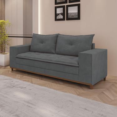 Imagem de Sofá Fixo 5 Lugares Dunas 2,20m Veludo Cinza