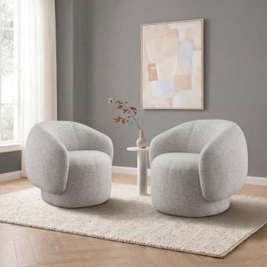 Imagem de Conjunto 2 Poltronas com Base Fixa Estofadas Espresso Móveis Ivy Cinza